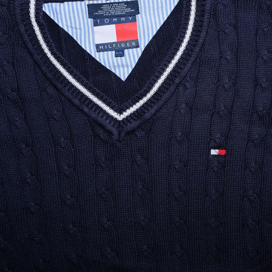 Vintage Tommy Hilfiger V-Neck Knit Sweater Large - Double Double Vintage