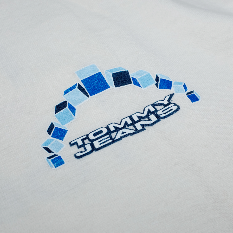 Vintage Tommy Jeans Cubes Logo T-Shirt XLarge - Double Double Vintage