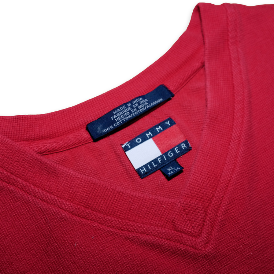 Vintage Tommy Hilfiger V-Neck T-Shirt XLarge - Double Double Vintage