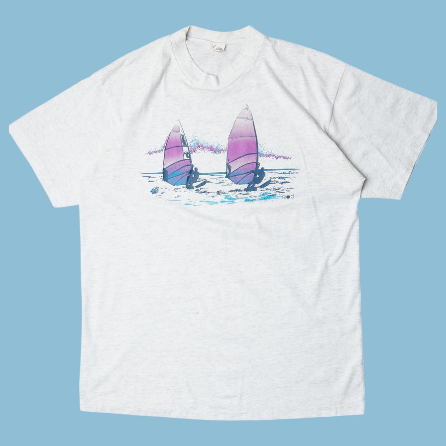 Vintage 80s Windsurfing Grafik T-Shirt - XL