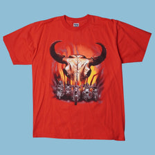 Vintage 90s Bull Skull Biker T-Shirt - L