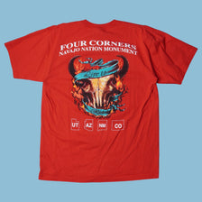 Vintage 90s Bull Skull Biker T-Shirt - L