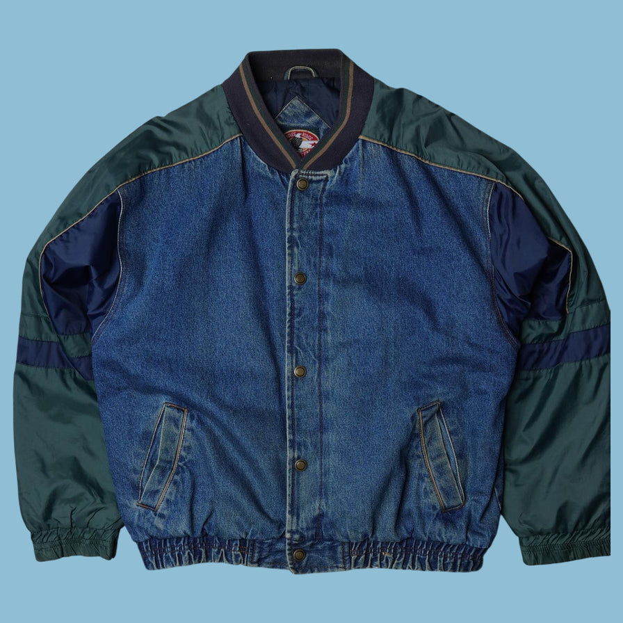 Vintage 90s Denim Varsity Jacke - L