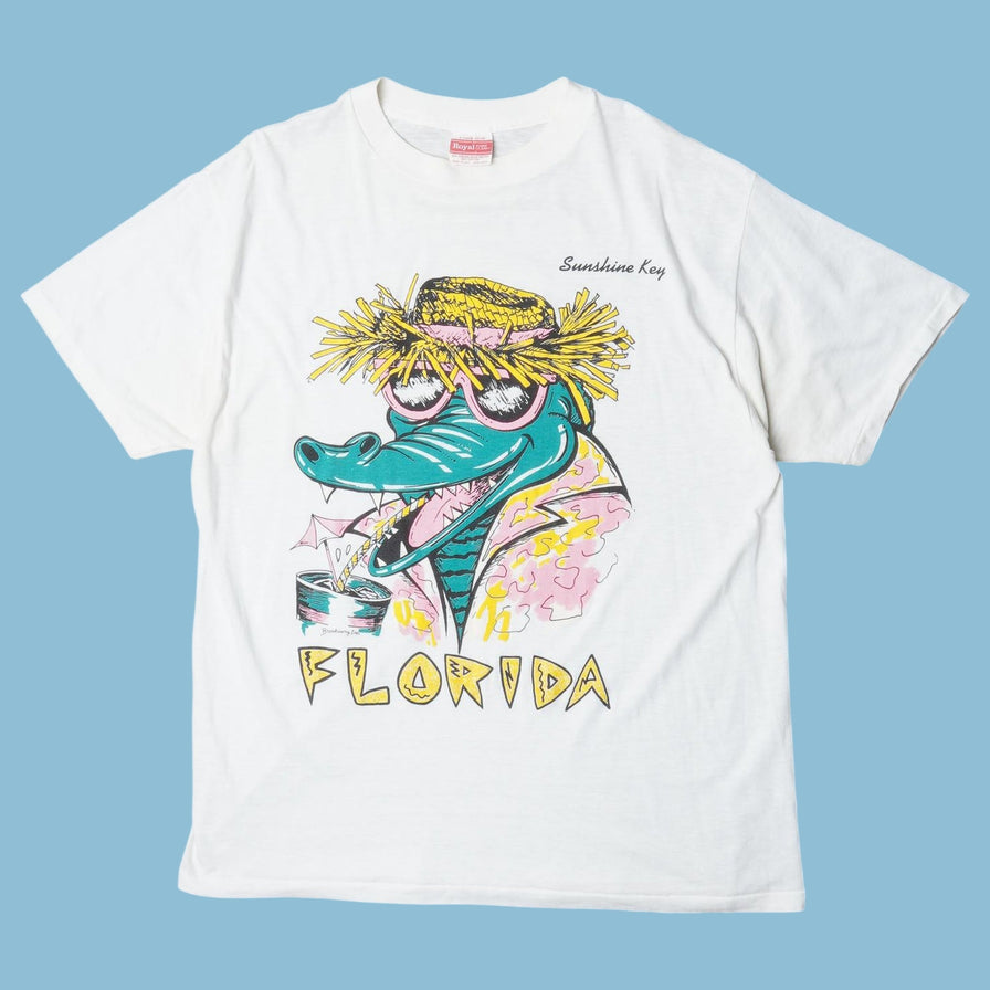 Vintage 90s Florida Sunshine Key Alligator T-Shirt - L