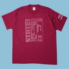 Vintage 90s Iowa High School State Basketball T-Shirt - XL