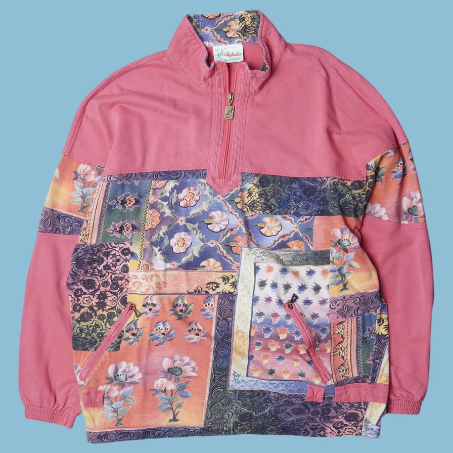 Vintage 90s Patchwork Floral Sweater - XL