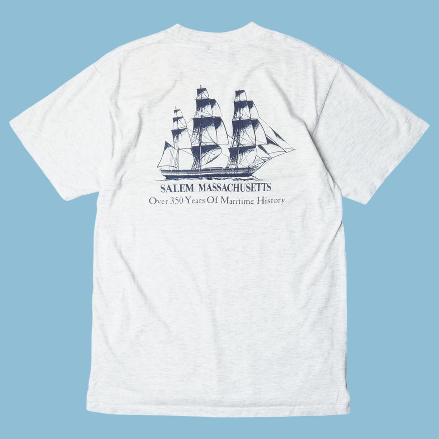 Vintage 90s Salem MA Sailing Ship T-Shirt - L