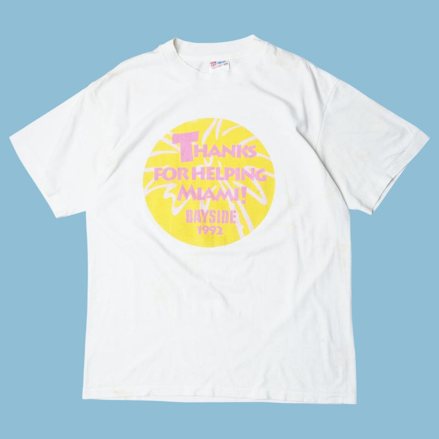 Vintage 90s Thanks For Helping Miami Bayside 1992 T-Shirt - L