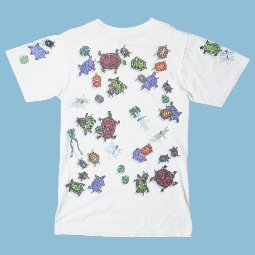 Vintage 90s Turtles & Frogs All Over Print T-Shirt - S