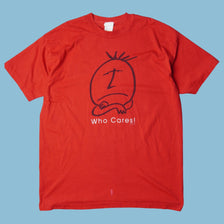 Vintage 90s Who Cares! Grafik T-Shirt - L