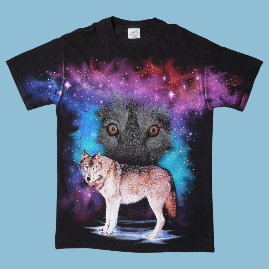 Vintage 90s Wolf Galaxy T-Shirt - M