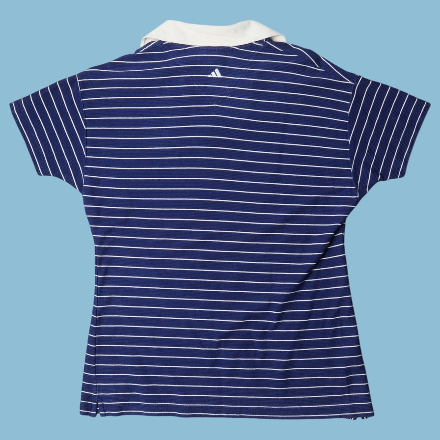 Vintage Adidas 90s Striped Polo T-Shirt - L