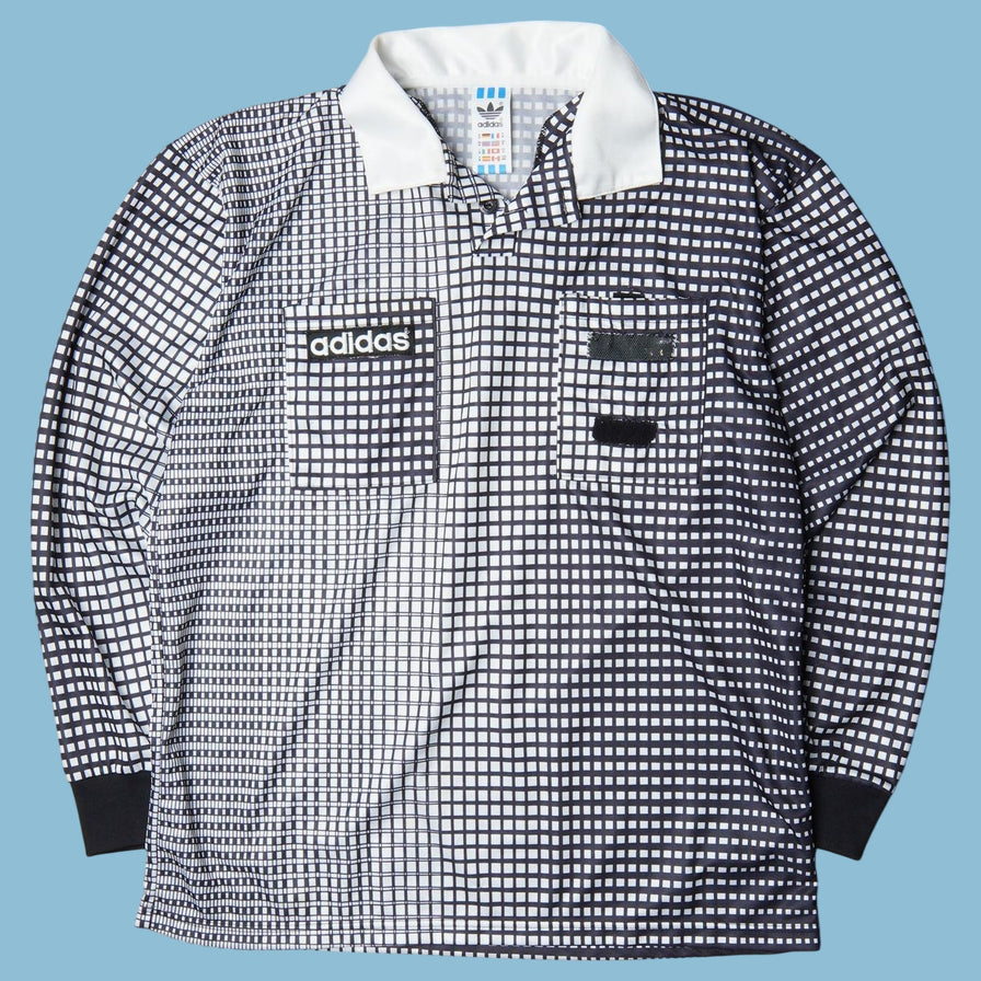 Vintage Adidas Grid Pattern Rugby Longsleeve - M