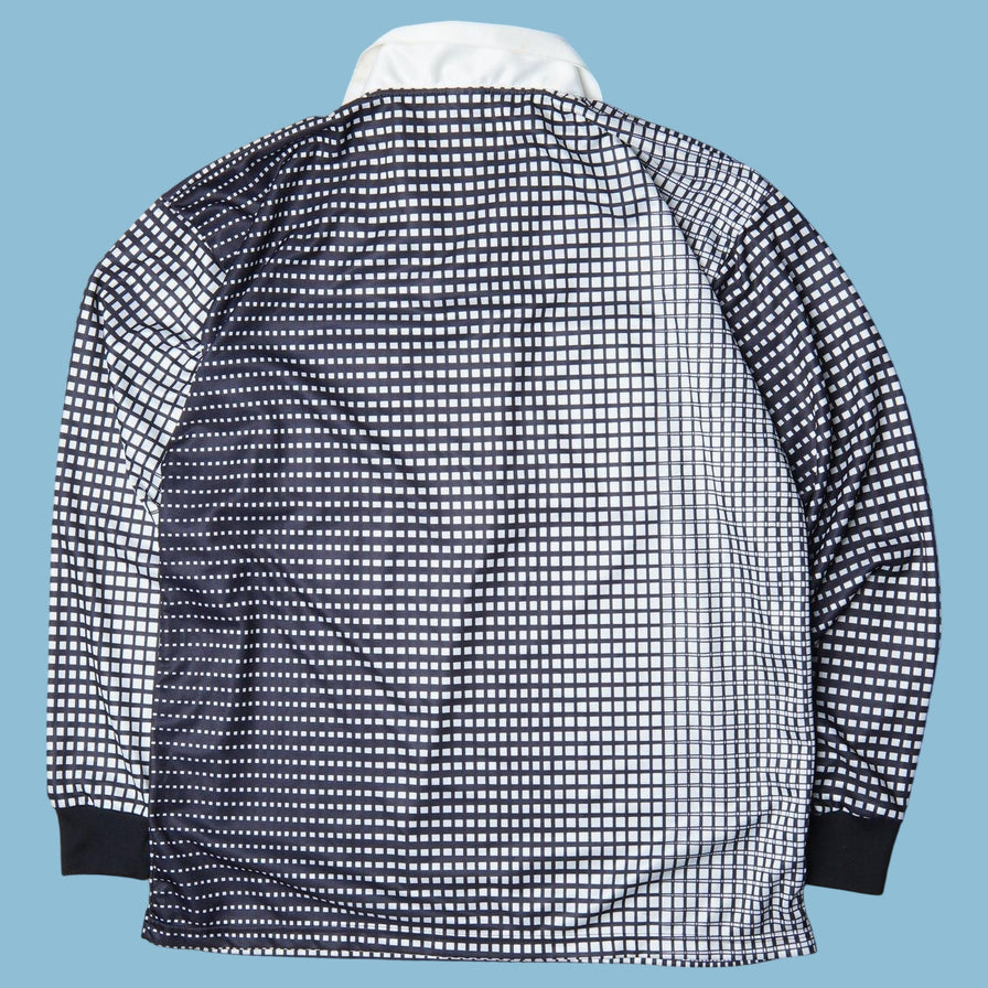 Vintage Adidas Grid Pattern Rugby Longsleeve - M