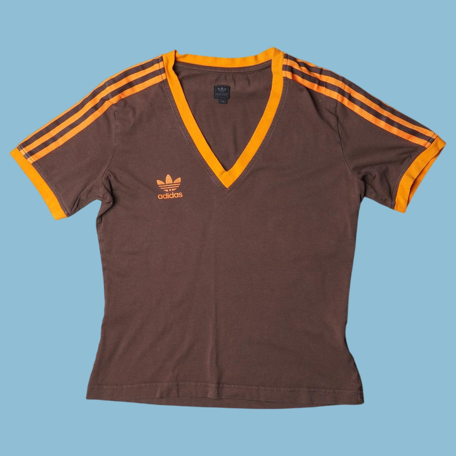 Vintage Adidas 90s V-Neck T-Shirt - L