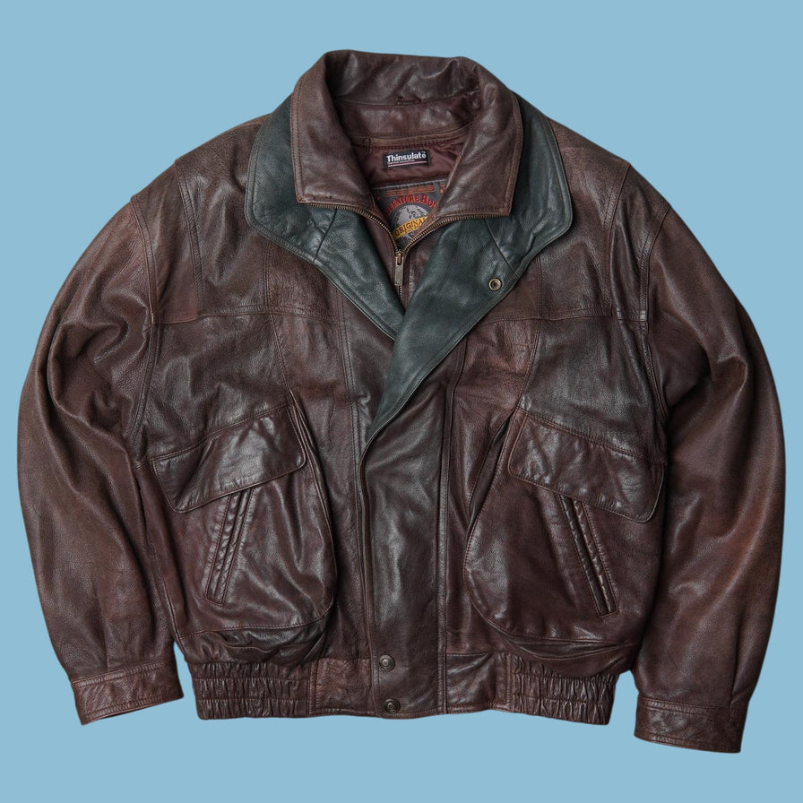 Blouson en cuir Vintage Adventure Bound années 90 - M