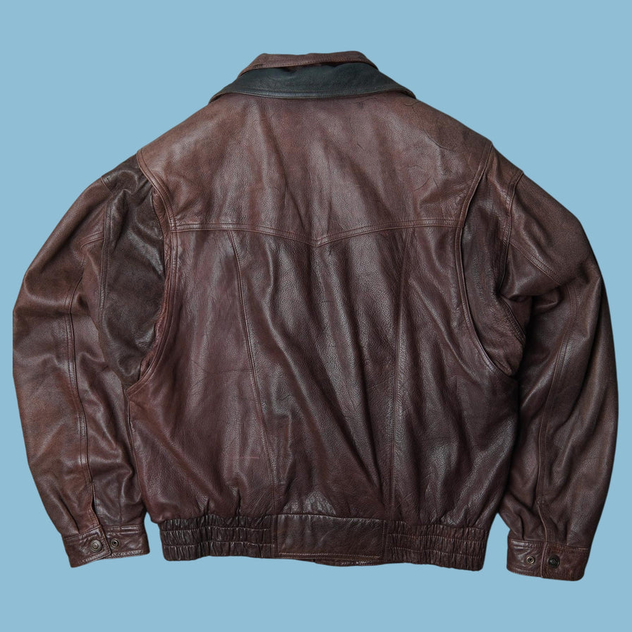 Blouson en cuir Vintage Adventure Bound années 90 - M