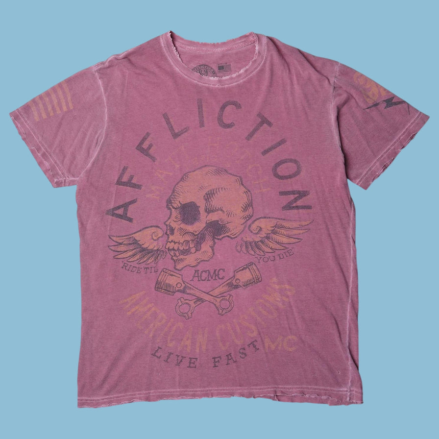 Vintage Affliction 2000s American Customs Skull T-Shirt - M
