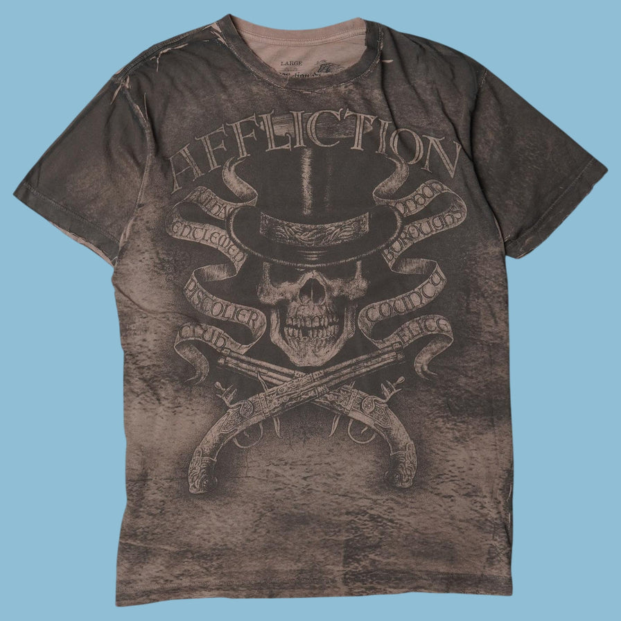 Vintage Affliction 2000s Skull Pistolier T-Shirt - L