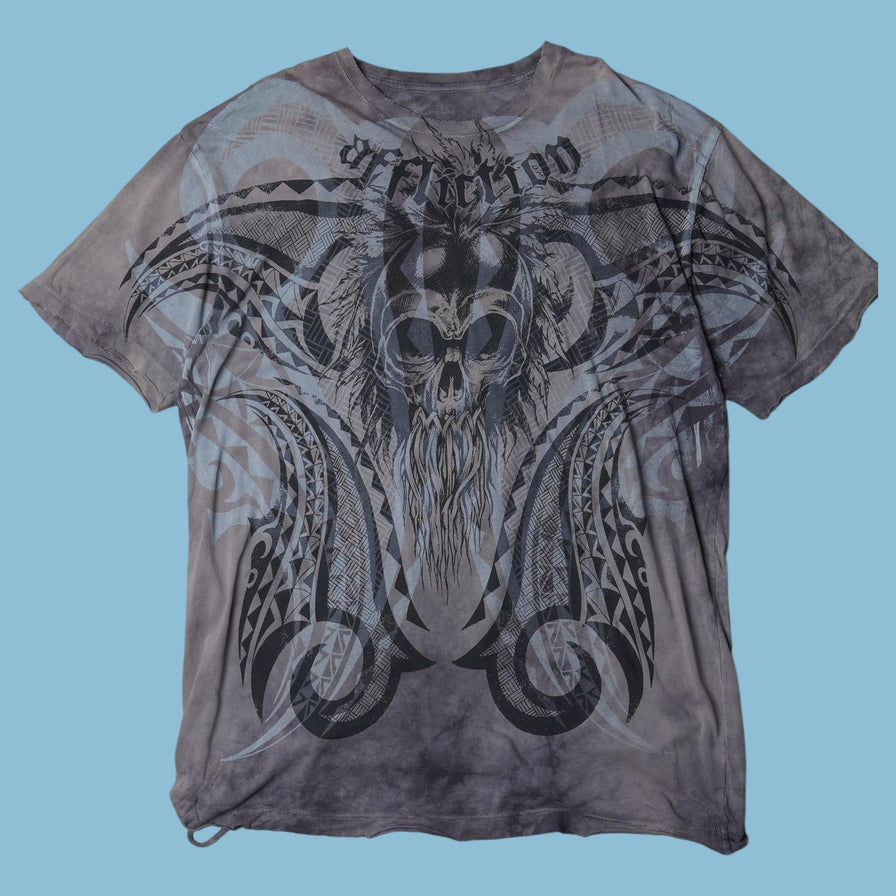 Vintage Affliction 2000s Skull Tribal T-Shirt - 2XL