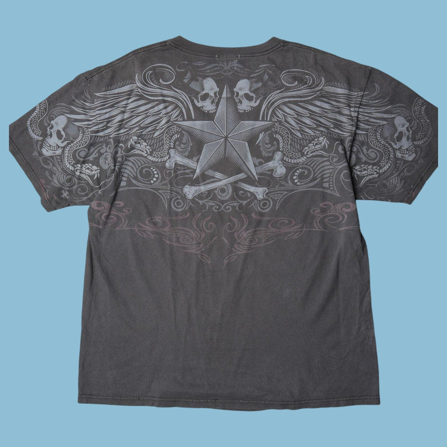 Vintage Anvil 2000s Skull Wings Graphic T-Shirt - XL