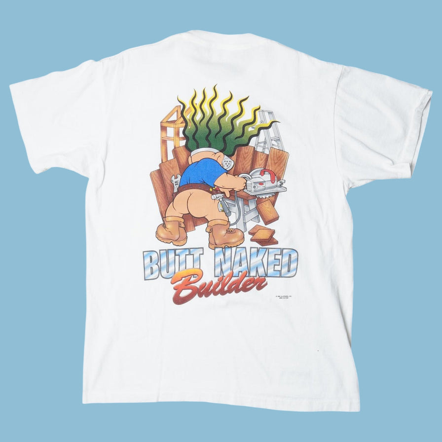 Vintage Anvil Butt Naked Builder T-Shirt - L