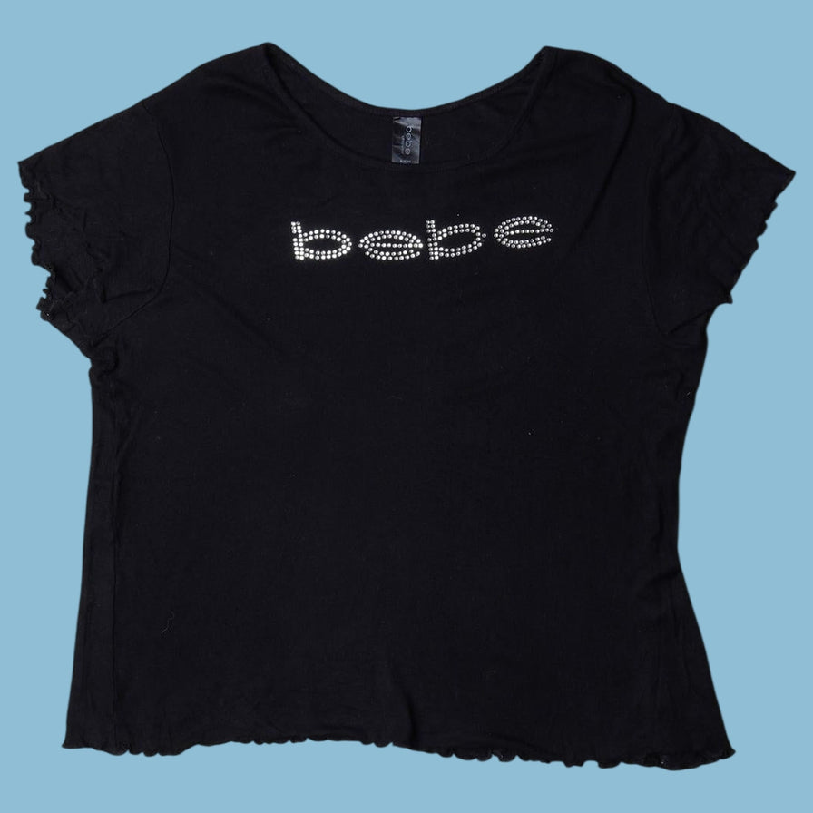 Vintage Bebe 2000s Strass Logo T-Shirt - S