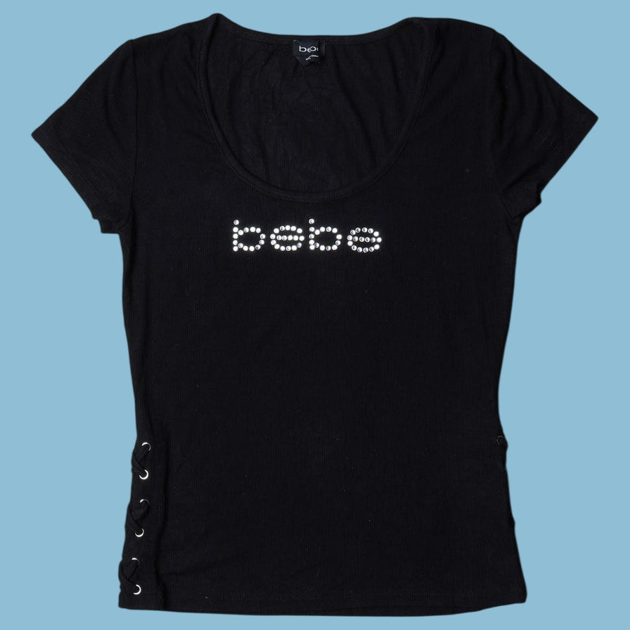 Vintage Bebe 2000s Strass Logo T-Shirt - S