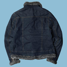 Vintage Bebe Y2K Jeansjacke mit Fellkragen - L