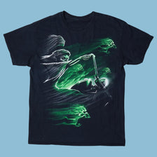T-shirt vintage imprimé crâne biker - L
