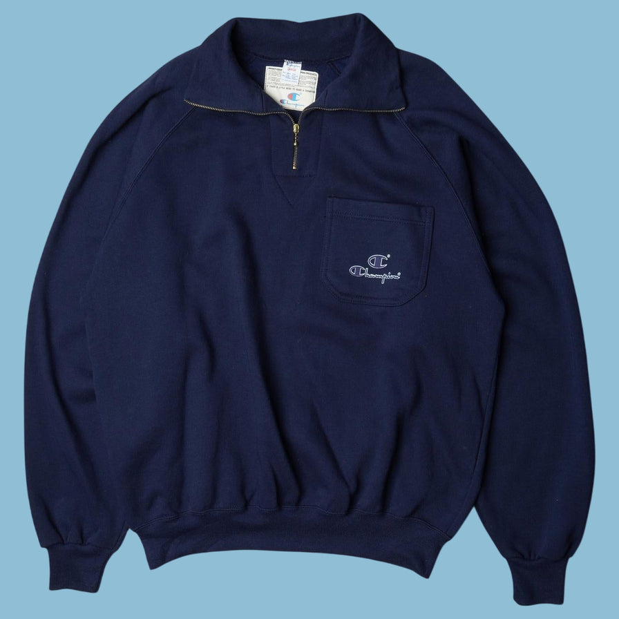 Vintage Champion 90s Quarter-Zip Sweater - L