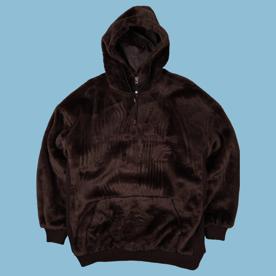Vintage Clench Jeans Teddy Zip Hoodie - L