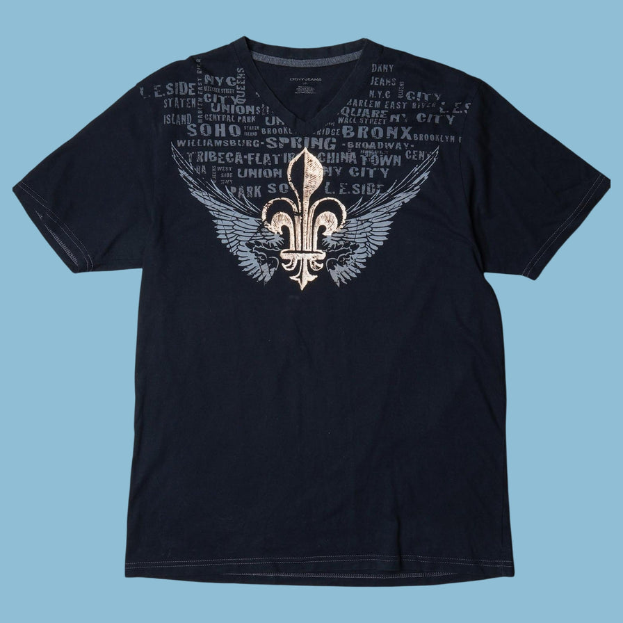 Vintage DKNY Jeans 2000s Fleur de Lis Wings T-Shirt - L