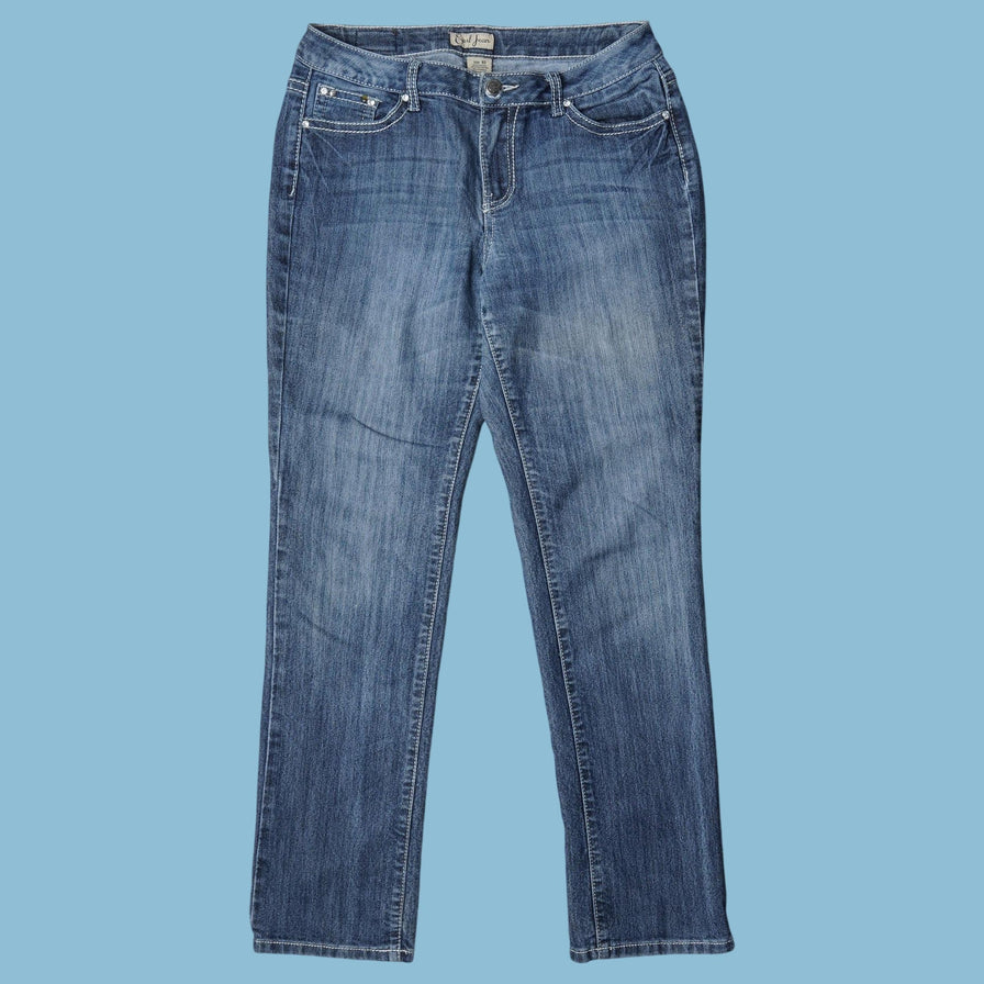 Vintage Earl 2000s Embroidered Cross Jeans - L