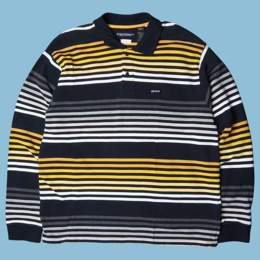 Polo vintage Enyce des années 2000, rayé, manches longues - XL