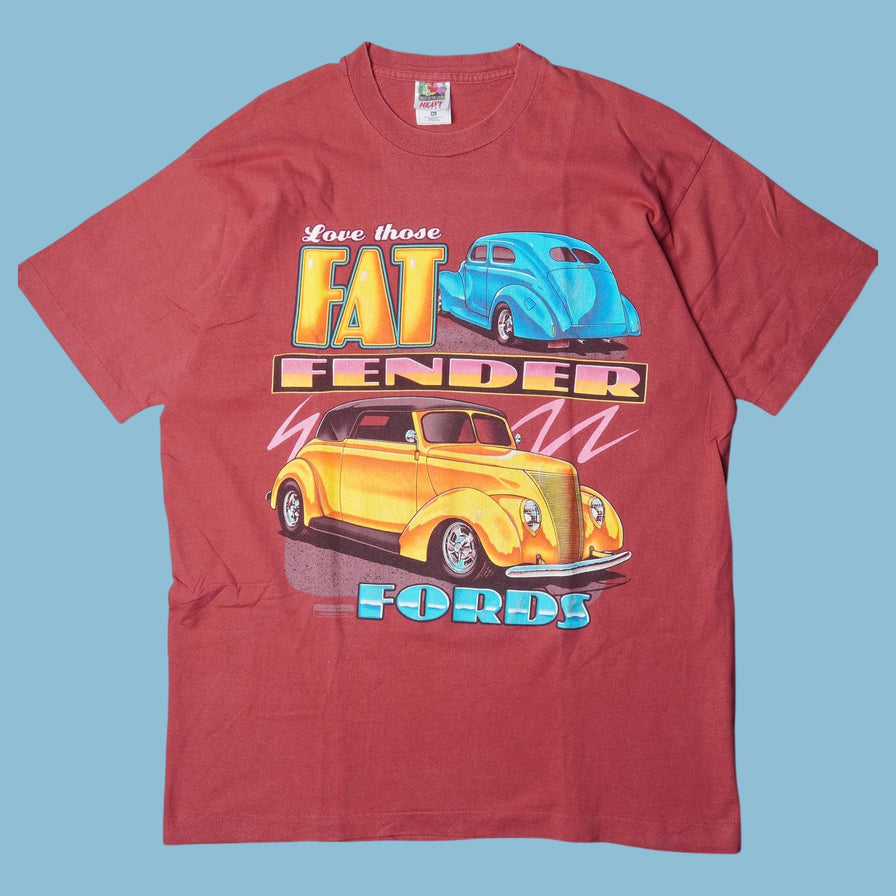 Vintage Fruit of the Loom 90s Fat Fender Fords Hot Rod T-Shirt - XL