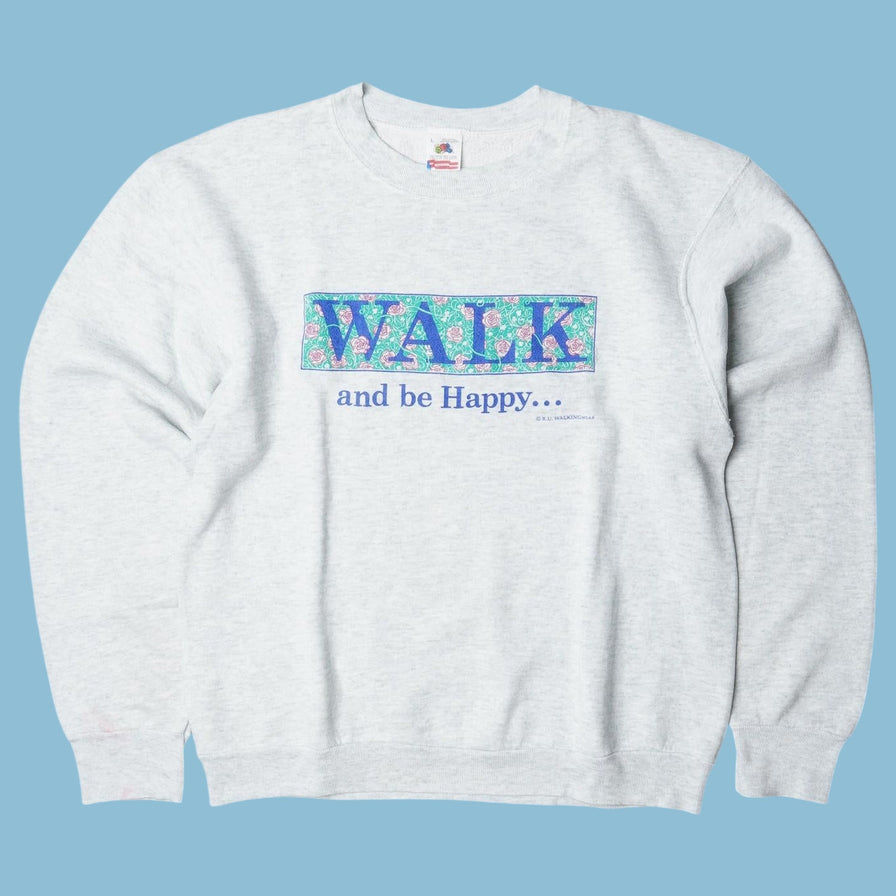 Vintage Fruit of the Loom 90s Walk and be Happy Sweater - L