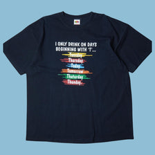 Vintage Fruit of the Loom Funny Drinking T-Shirt - 2XL