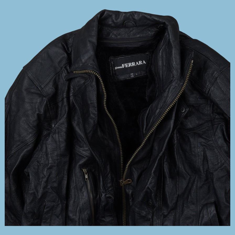 Vintage Gianni Ferrara Bomber Lederjacke - L