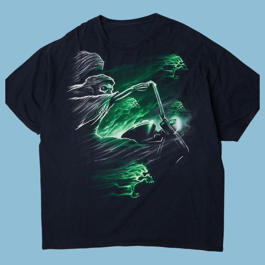 Vintage Grim Reaper Biker T-Shirt - XL