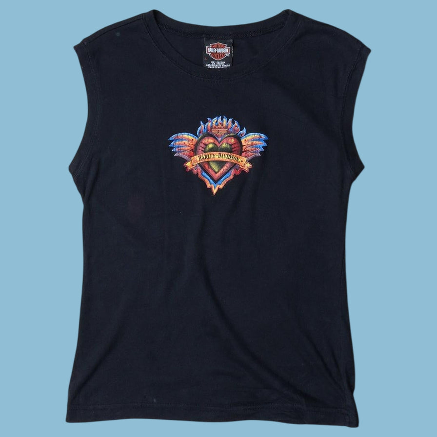 Vintage Harley Davidson 2000s Flaming Heart Tank Top - L