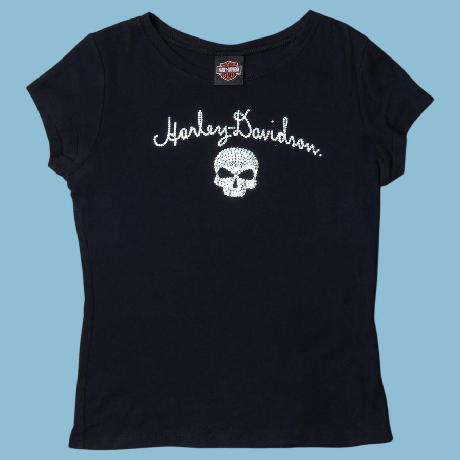 Vintage Harley Davidson 2000s Strass Skull T-Shirt - L