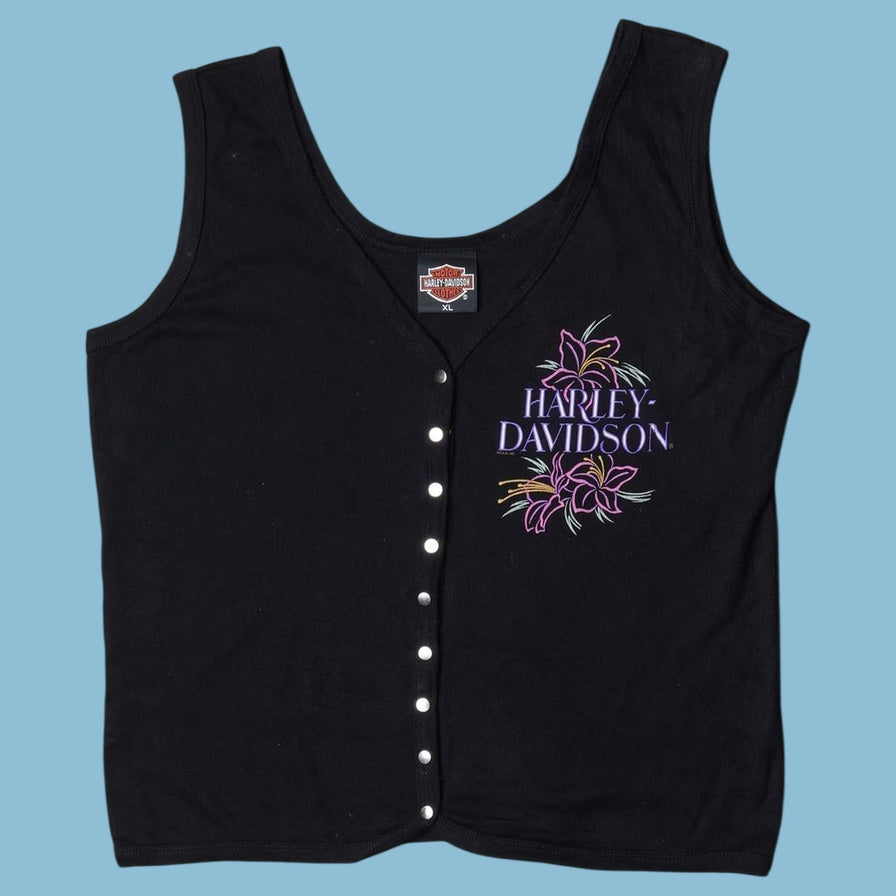 Vintage Harley Davidson 90s Floral Tank Top Weste - XL