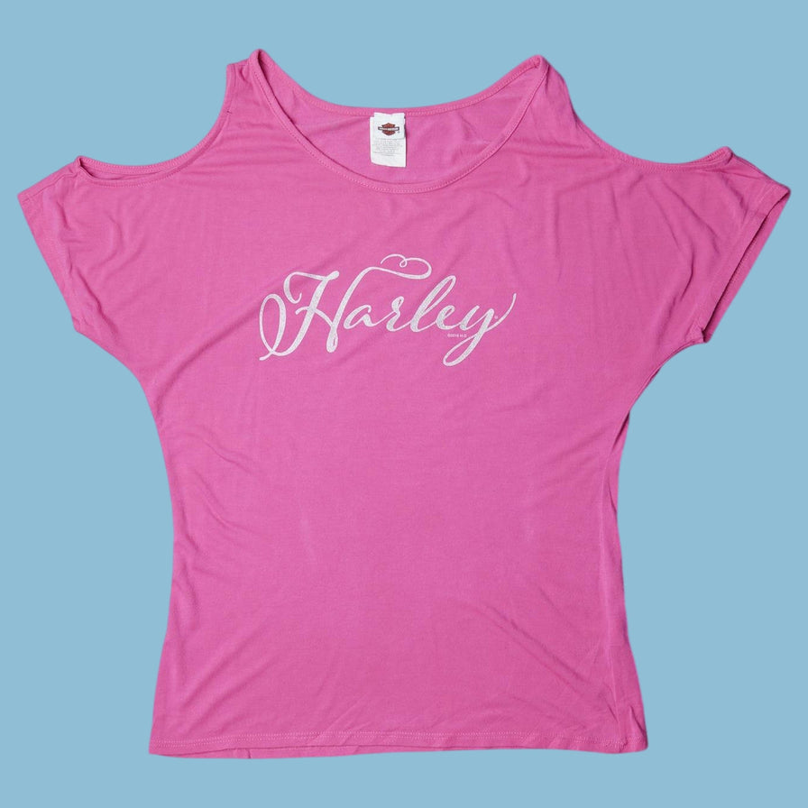 Vintage Harley Davidson Cold Shoulder T-Shirt - M