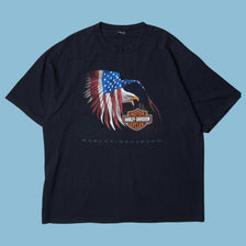 Vintage Harley Davidson Eagle American Flag T-Shirt - XL