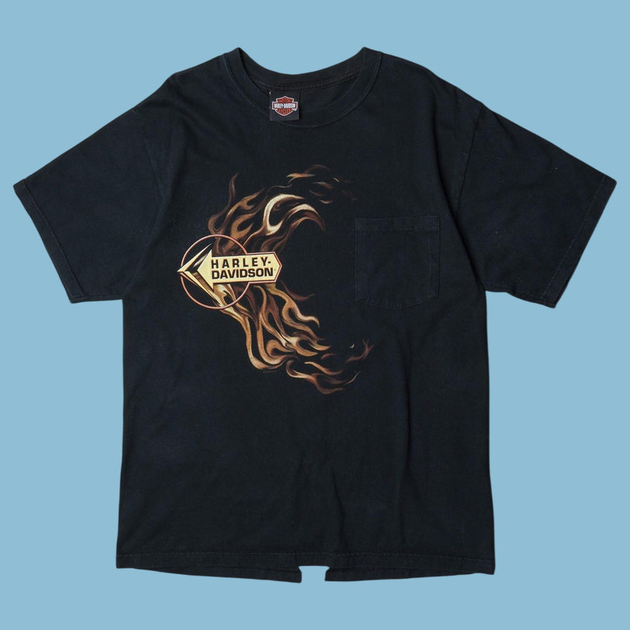 Vintage Harley Davidson Flames Pocket T-Shirt - M