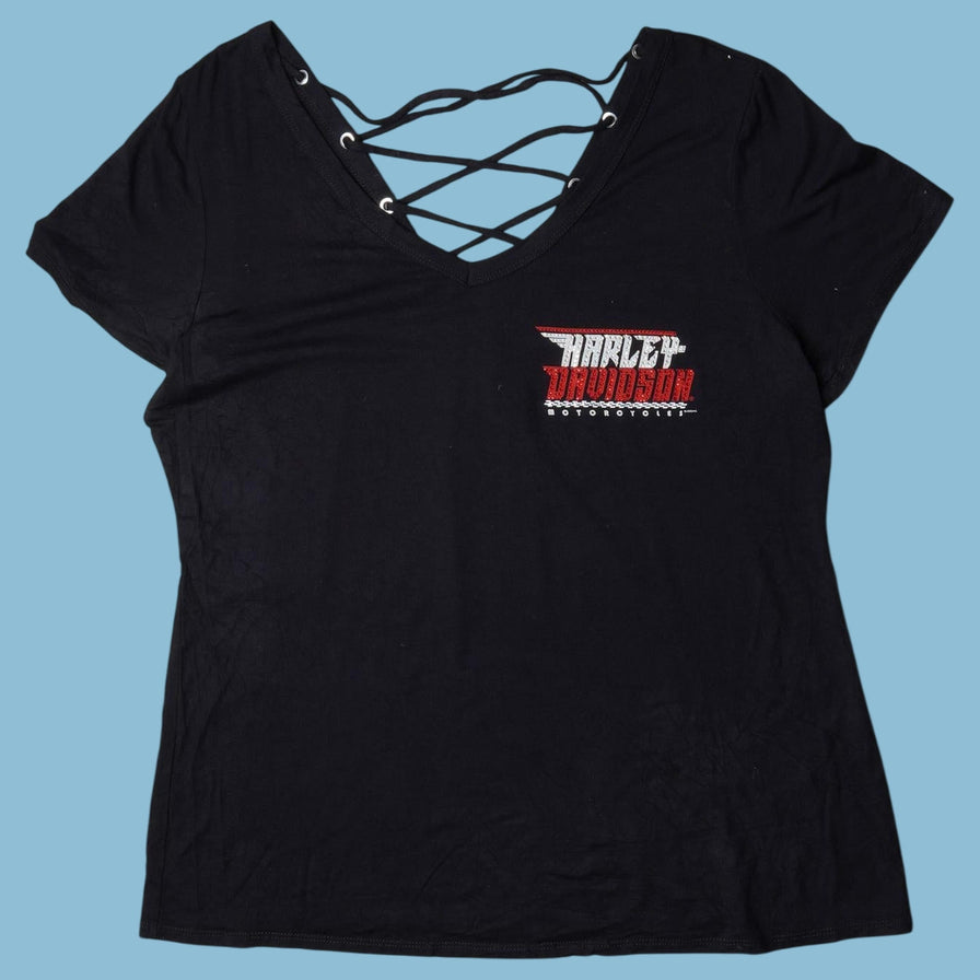 Vintage Harley Davidson Lace-Up T-Shirt - 2XL