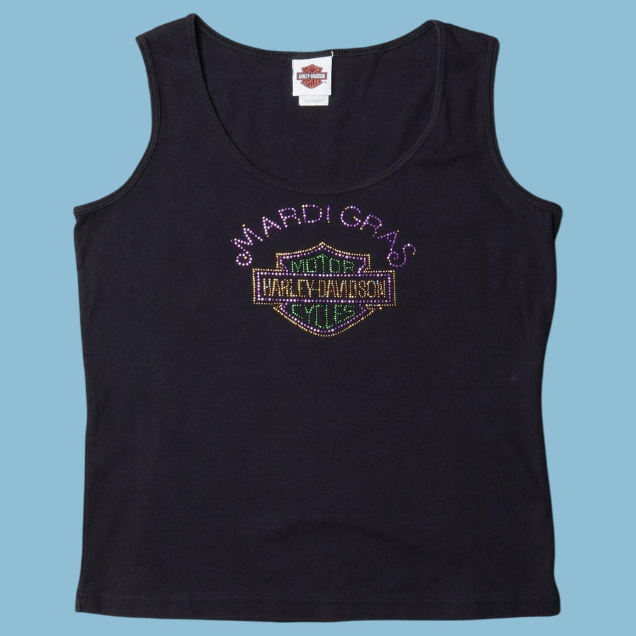 Vintage Harley Davidson Mardi Gras Strass Tank Top - XL