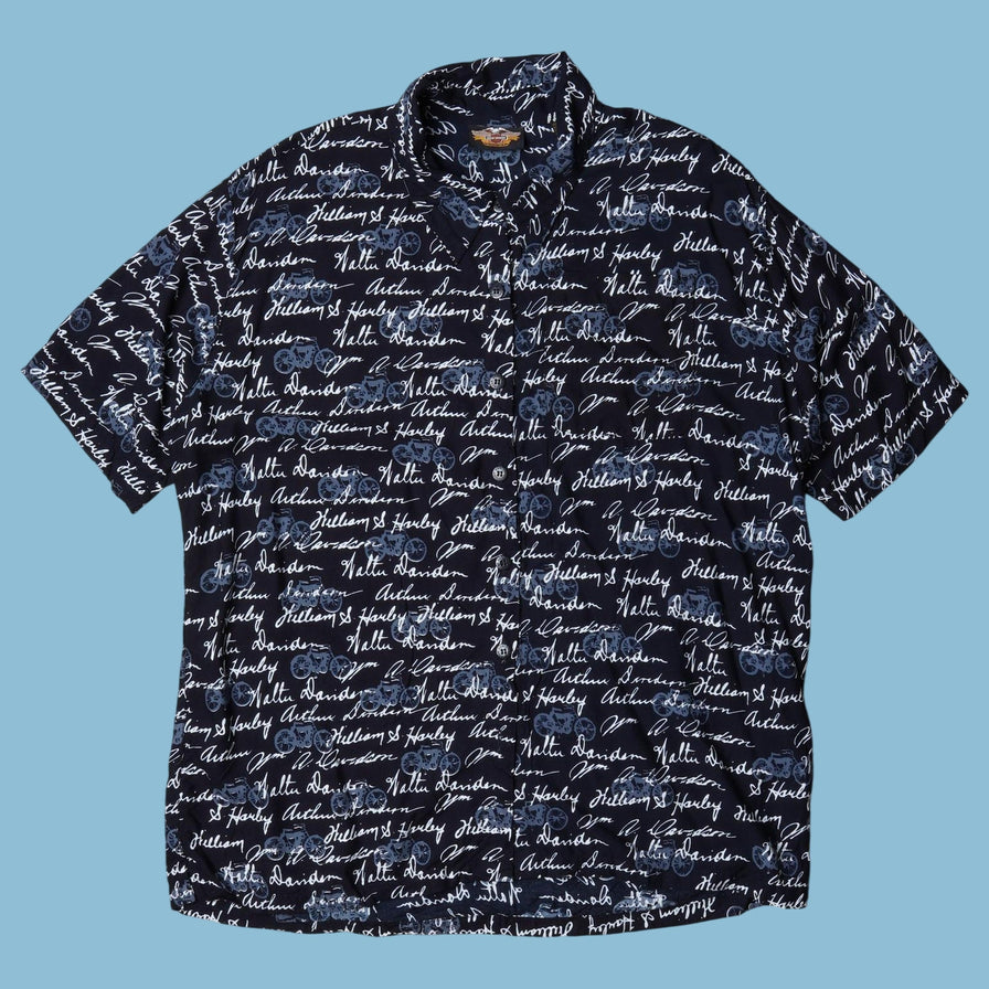 Vintage Harley Davidson Signature Print Hemd - XL
