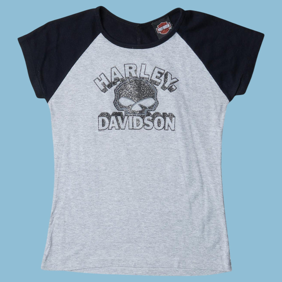 Vintage Harley Davidson Skull Glitter T-Shirt - S